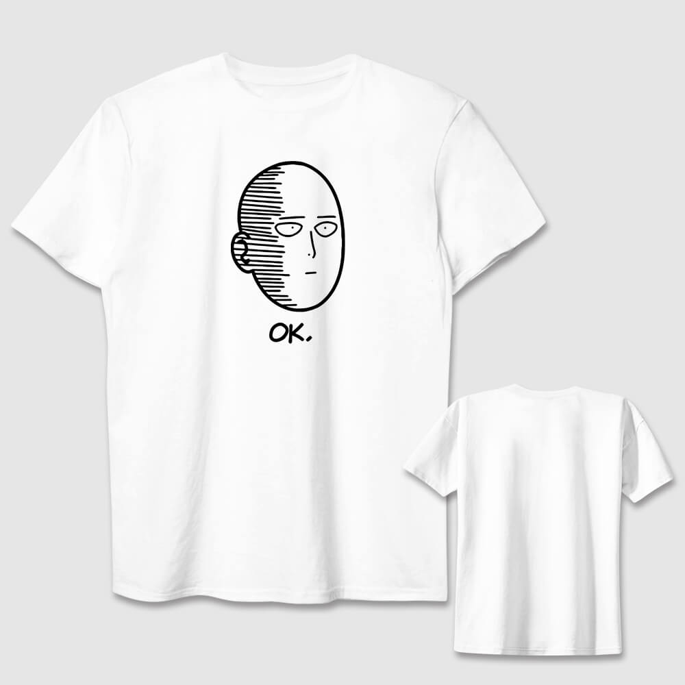 One Punch Man Saitama OK  Cotton T-shirt
