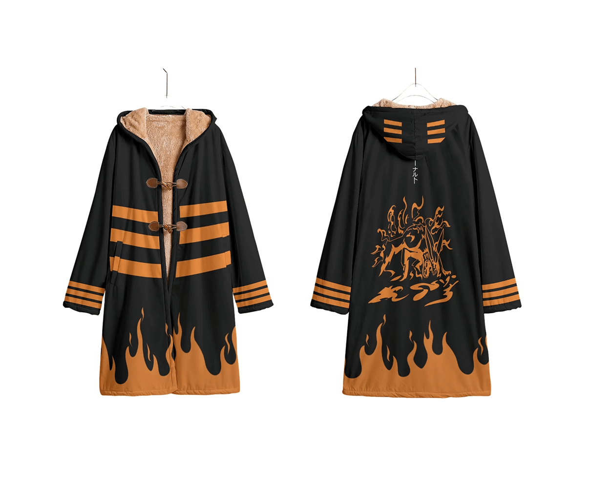 Naruto Trench Coat Casual Long Jacket Thick Fluff Inside