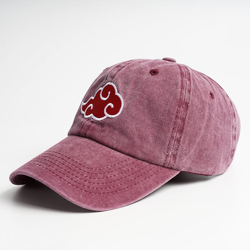 晓 Akatsuki Red Cloud Washed Denim Baseball Cap