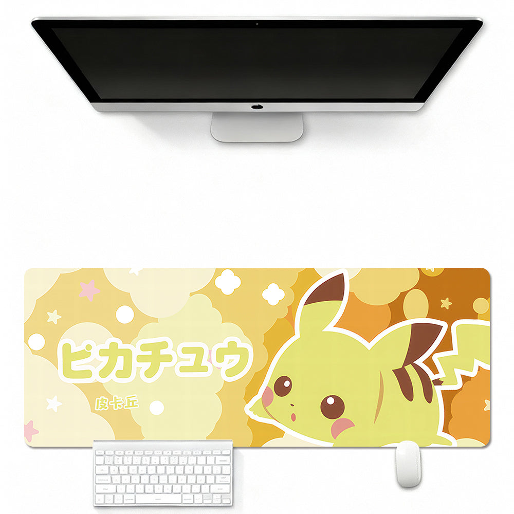 Mouse Pad Featuring Poke-Style Fire Dragon, Aqua Turtle & Leaf Beast Silhouette