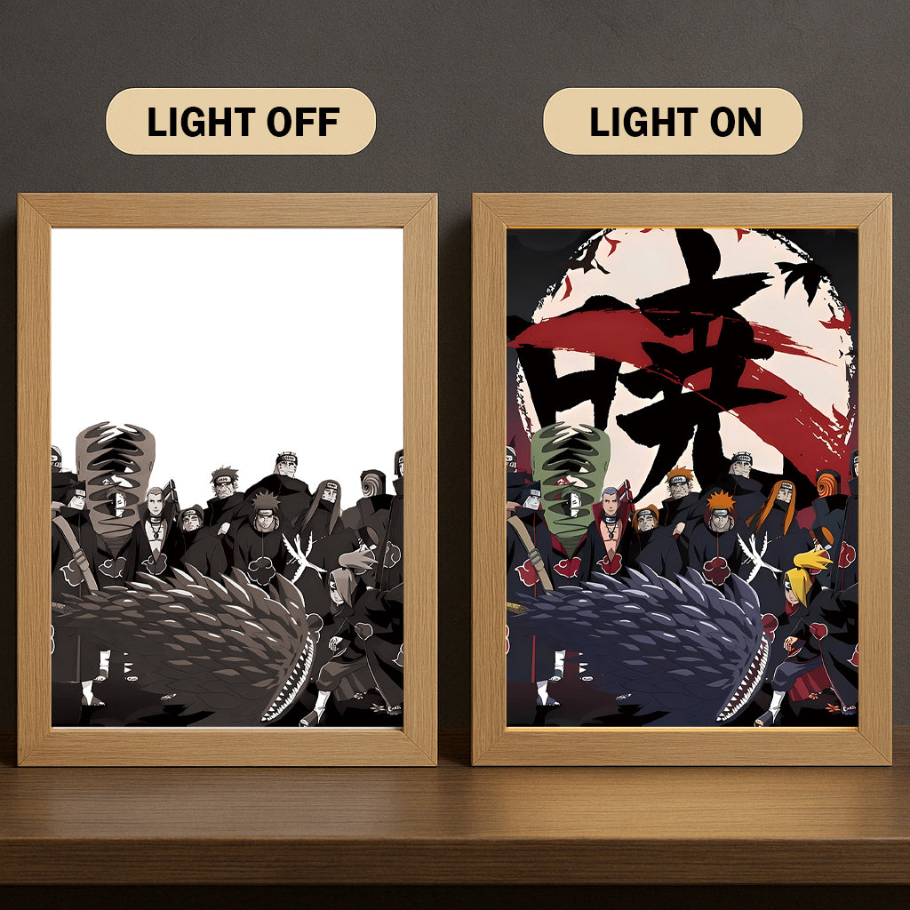 Akatsuki 3-Color Light Painting with Wooden Frame Na-ru-to