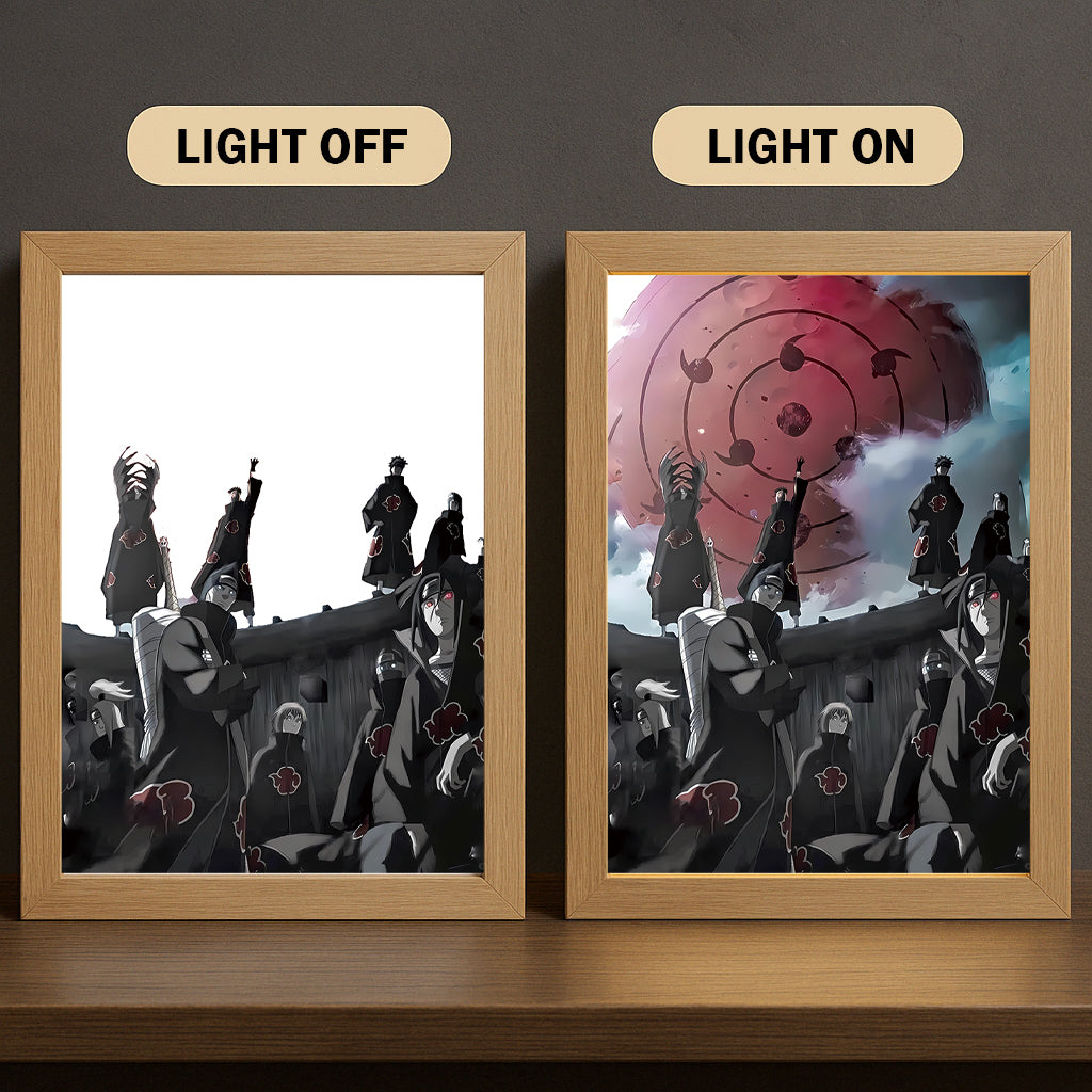 Akatsuki 3-Color Light Painting with Wooden Frame Na-ru-to