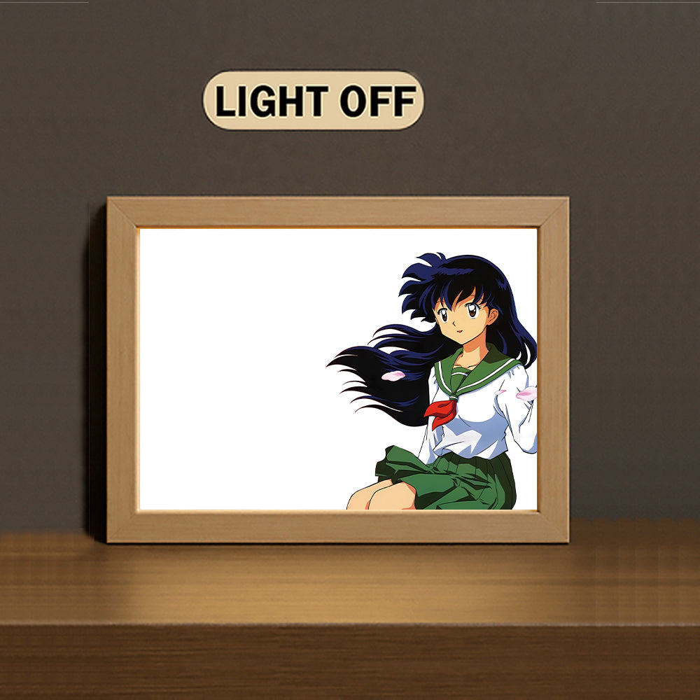 In-u-ya-sha and Kikyo 3-Color Light Painting with Wooden Frame In-u-ya-sha