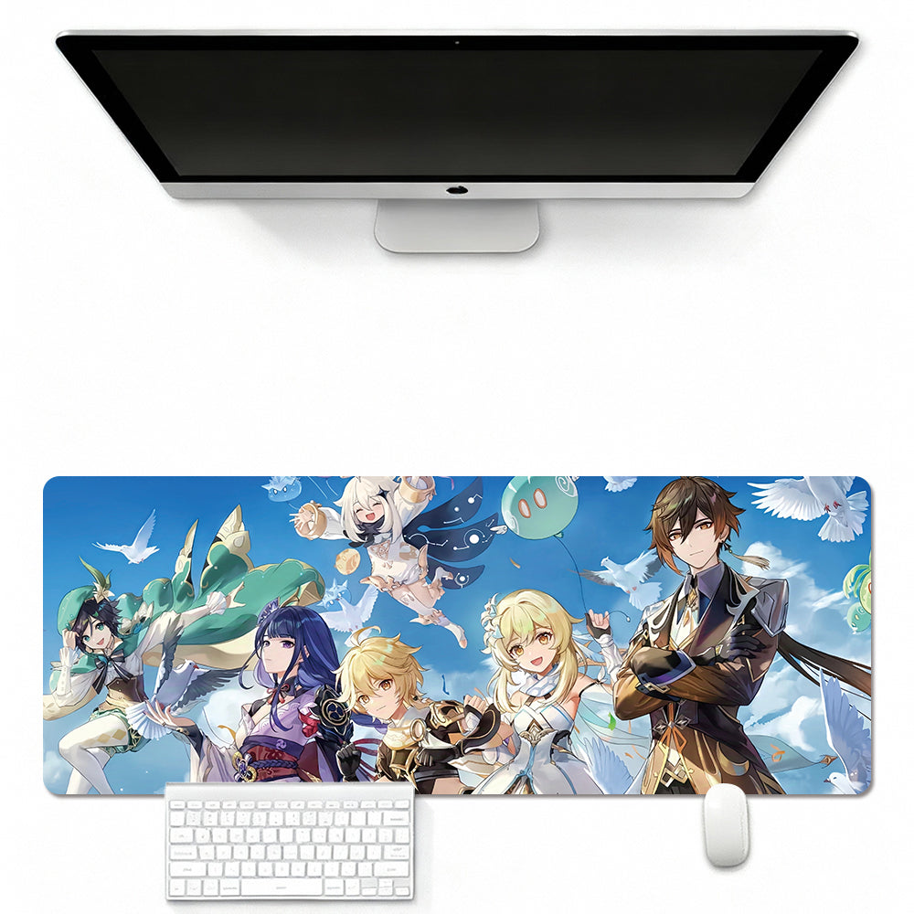 Genshin Themed Mouse Pad  In Leather Illuminated Waterproof