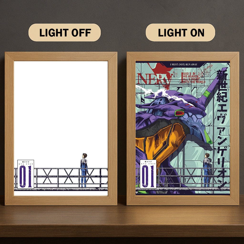 EVA-01 3-Color Light Painting with Wooden Frame E-van-ge-lion