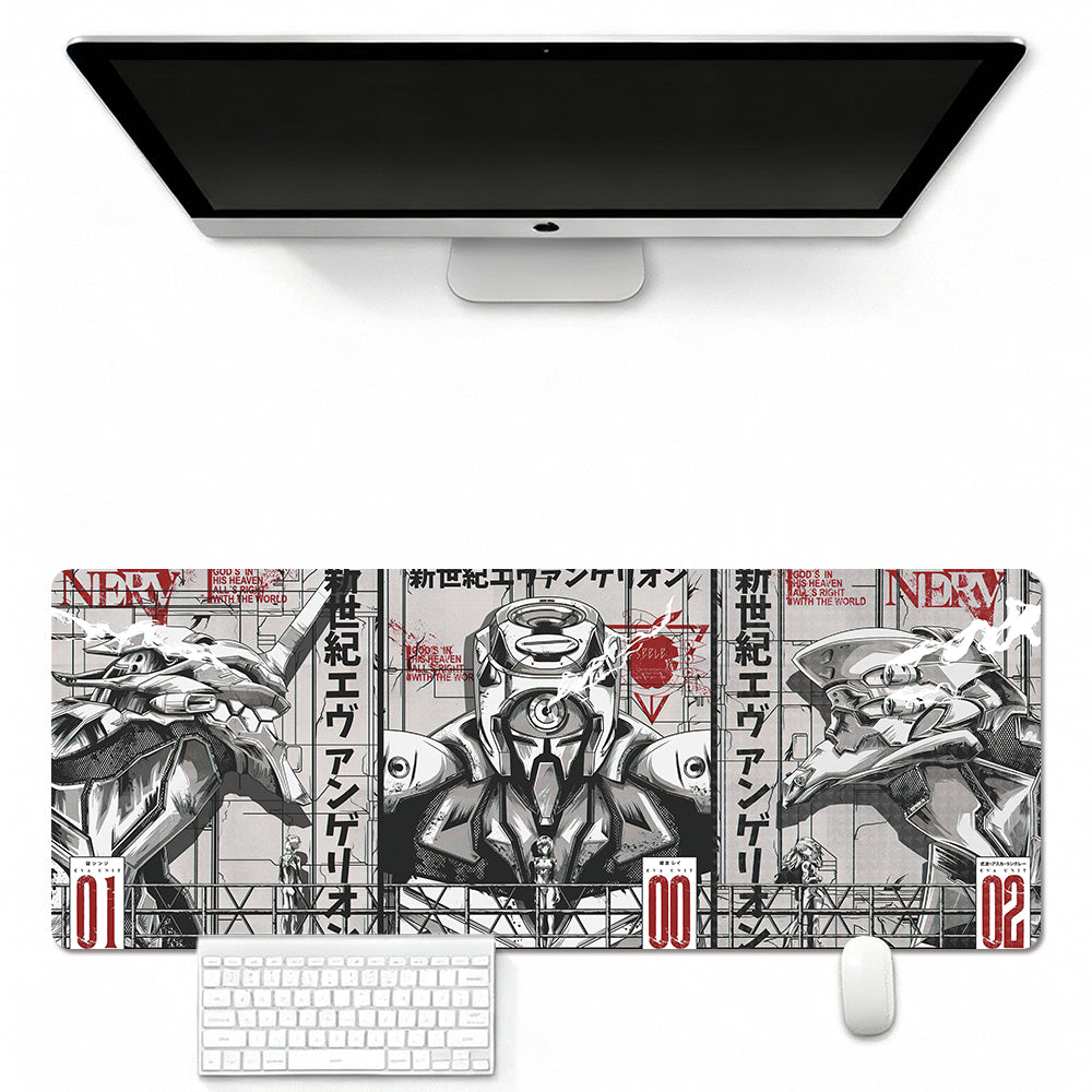 Mouse Pad Featuring Neon-Style Giant Mecha 01-00-02 Panel Illustration