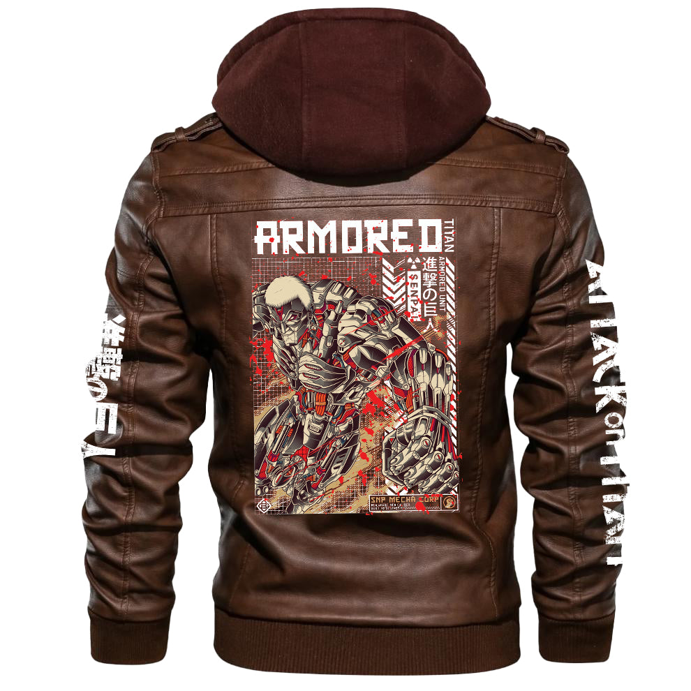 巨人 Wings of Liberty Armored Titan Zipper Leather Jacket