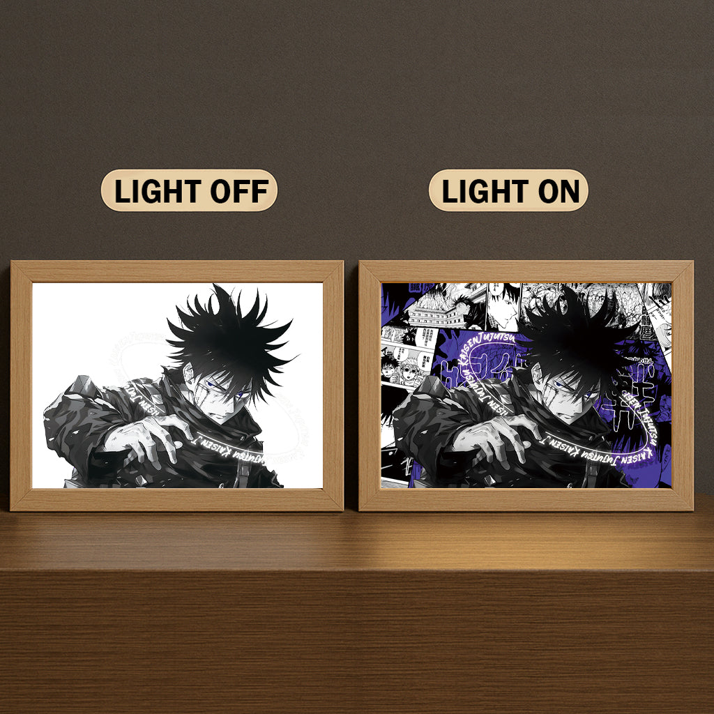ごじょうさとる 3-Color Light Painting with Wooden Frame  Ju-ju-tsu Kai-sen