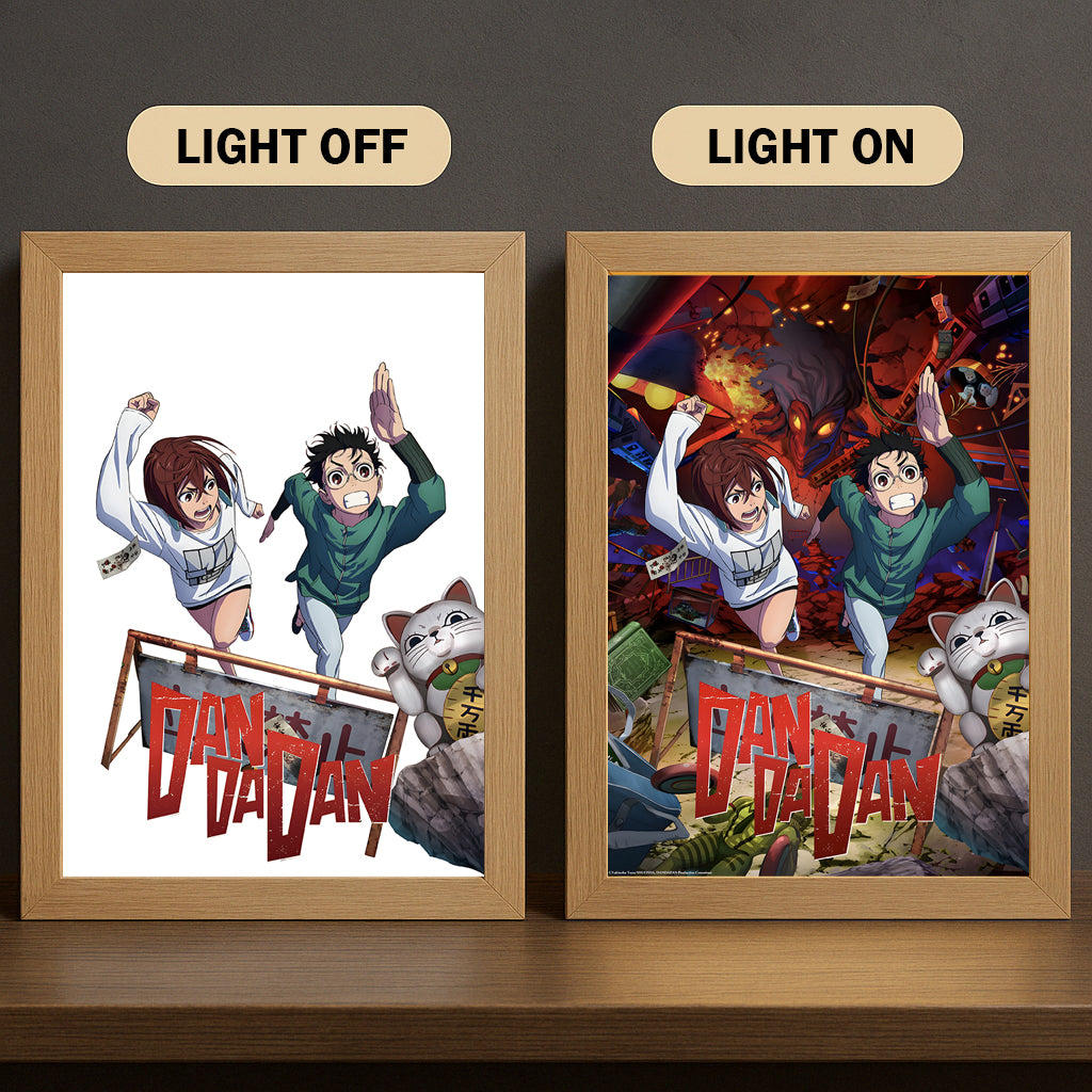 Ayase Momo and Takakura Ken 3-Color Light Painting with Wooden Frame Dan-da-dan