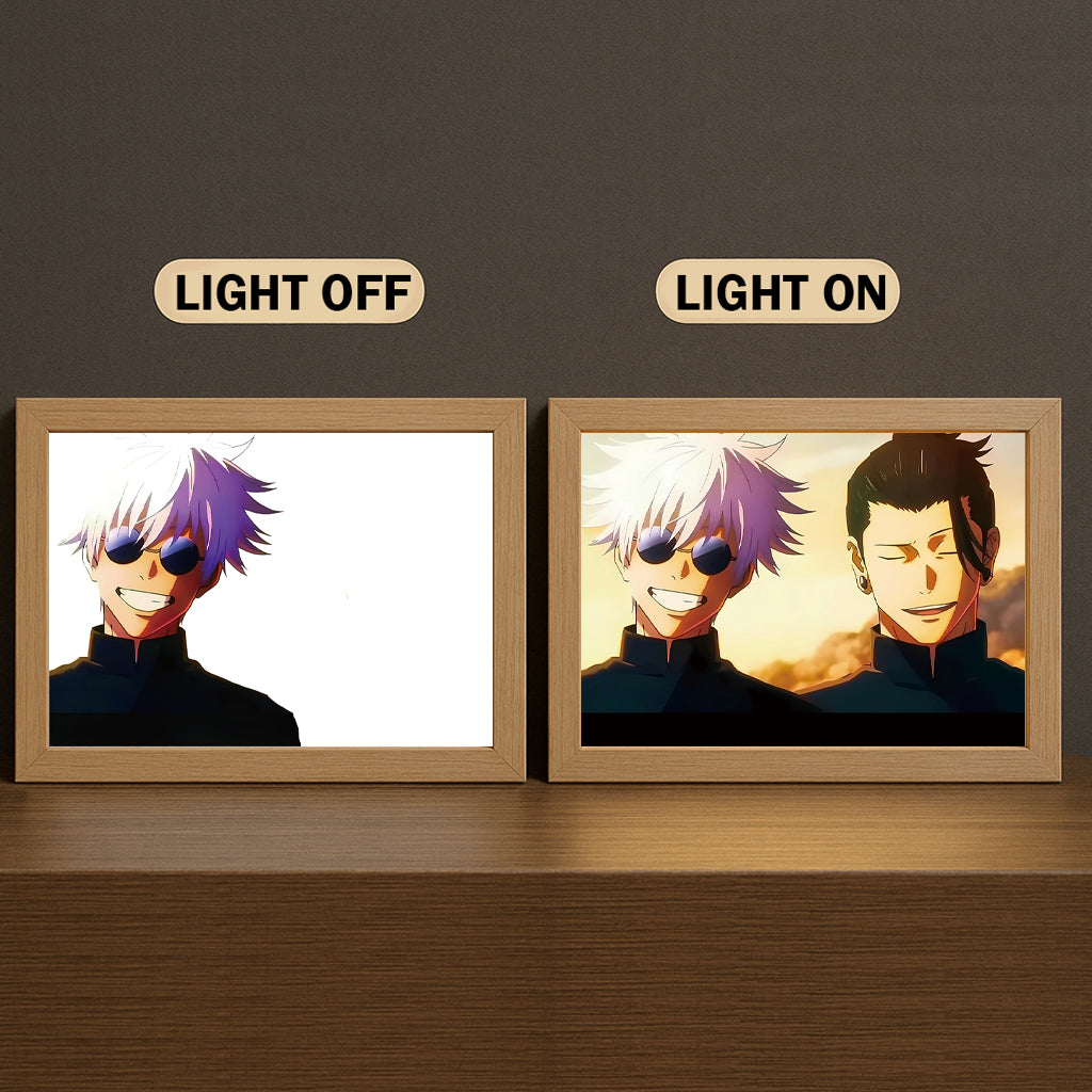 Gojo Satoru Geto Suguru 3-Color Light Painting with Wooden Frame  Ju-ju-tsu Kai-sen
