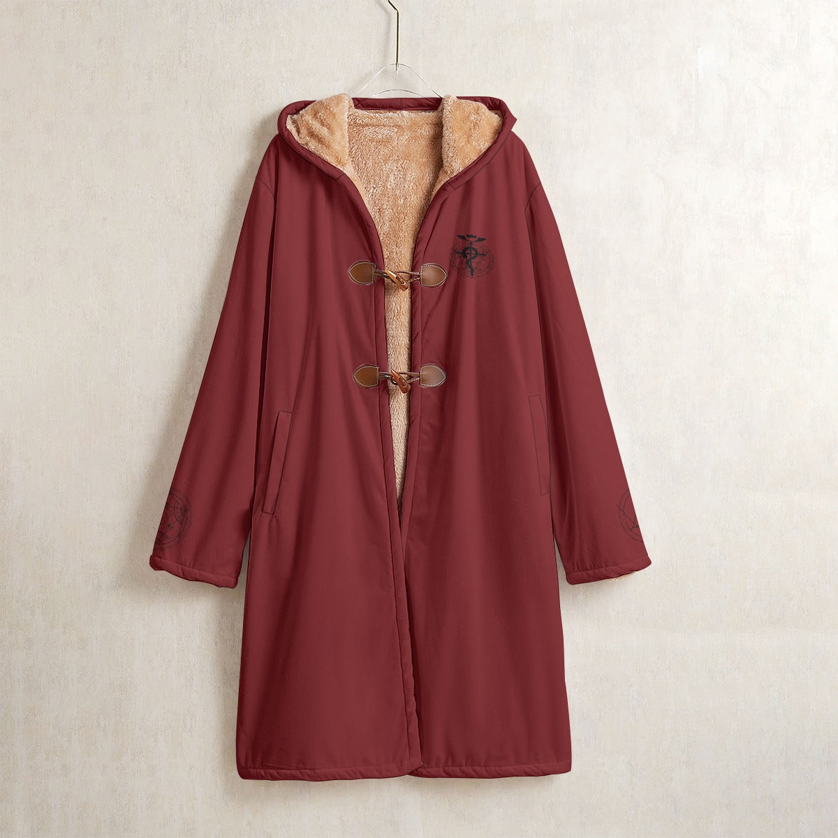 Anime Fullmetal Alchemist Red Trench Coat / Robe Fluff Inside