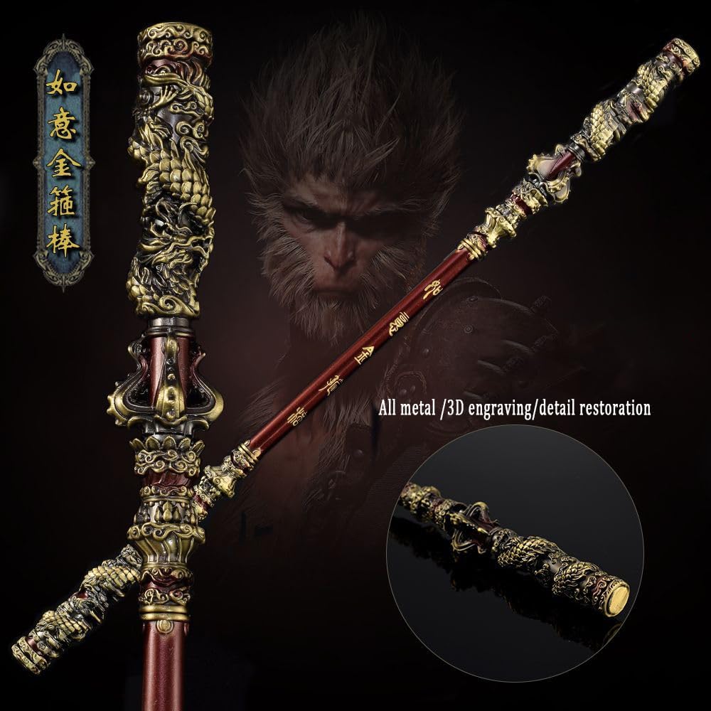 Black Myth: Wukong Game Weapon Ruyi Golden Cudgel,Copper Cloud Rod Alloy and Weapons Furnishings,Pilgrimage to The West-Eripheral Game Model,Desk Decoration Pendant Gift