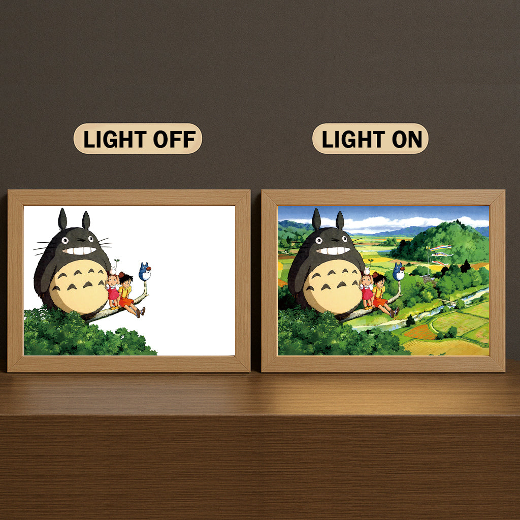 Satsuki Kusakabe Mei Kusakabe 3-Color Light Painting with Wooden Frame  My Neigh-bor To-to-ro
