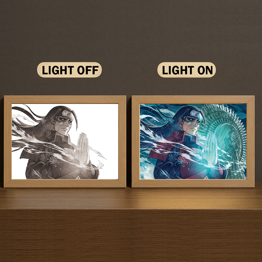 Senju Hashirama 3-Color Light Painting with Wooden Frame Na-ru-to