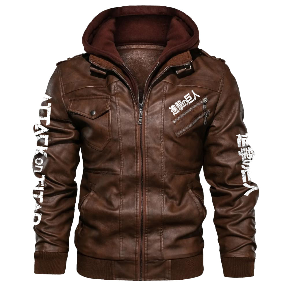 巨人 Wings of Liberty Armored Titan Zipper Leather Jacket