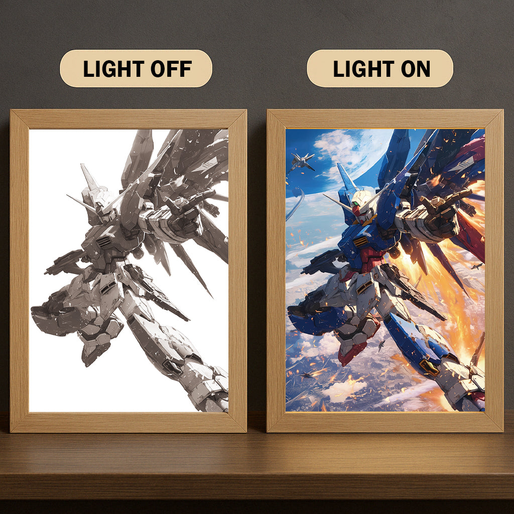 GN Sword Type-00Q 3-Color Light Painting with Wooden Frame Gun-dam