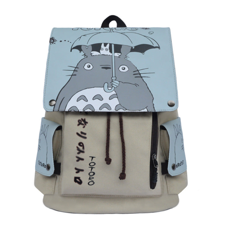 My Neighbor Totoro Canvas Backpack with Leather Accents Featuring Totoro