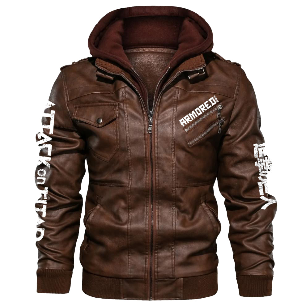 巨人 Wings of Liberty Armored Titan Zipper Leather Jacket