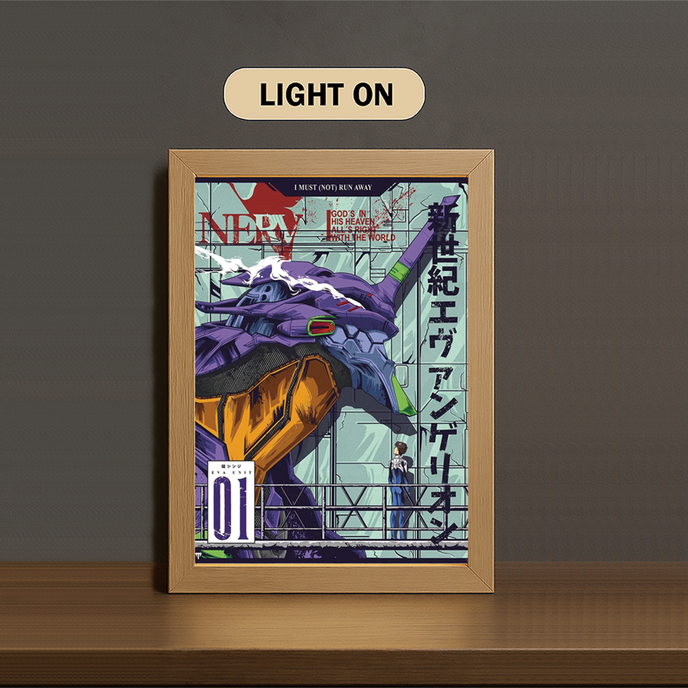 EVA-01 3-Color Light Painting with Wooden Frame E-van-ge-lion