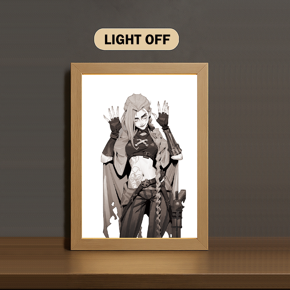 Jinx 3-Color Light Painting with Wooden Frame Ar-cane