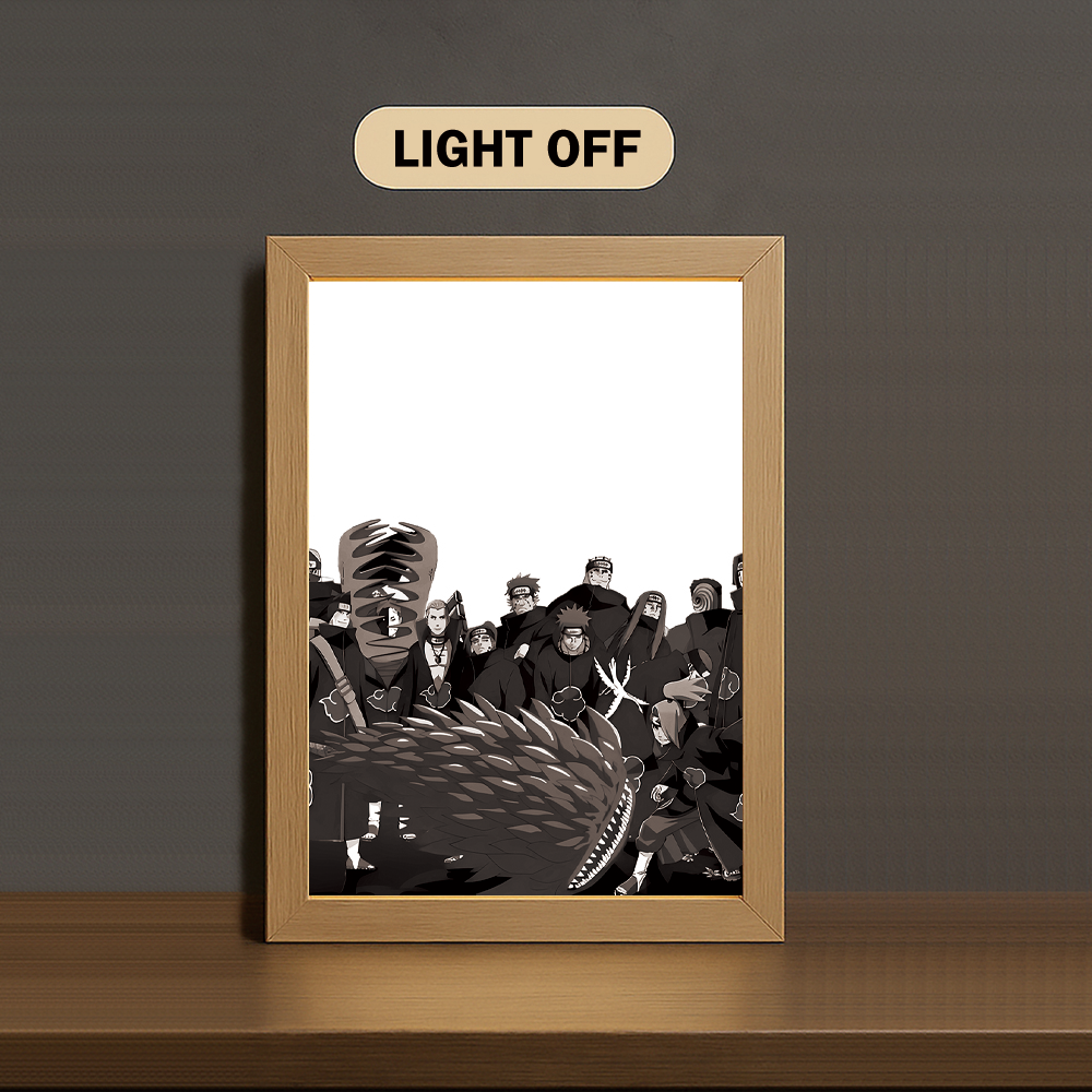 Akatsuki 3-Color Light Painting with Wooden Frame Na-ru-to