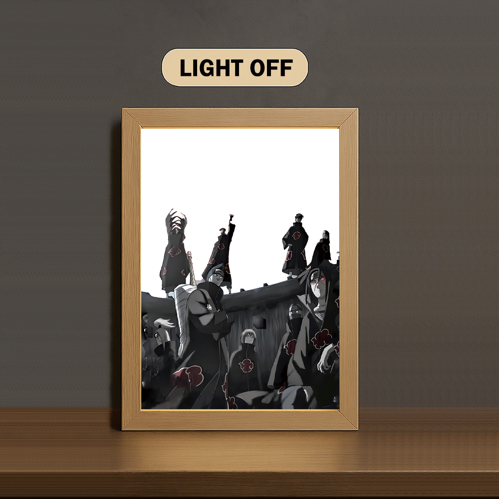 Akatsuki 3-Color Light Painting with Wooden Frame Na-ru-to