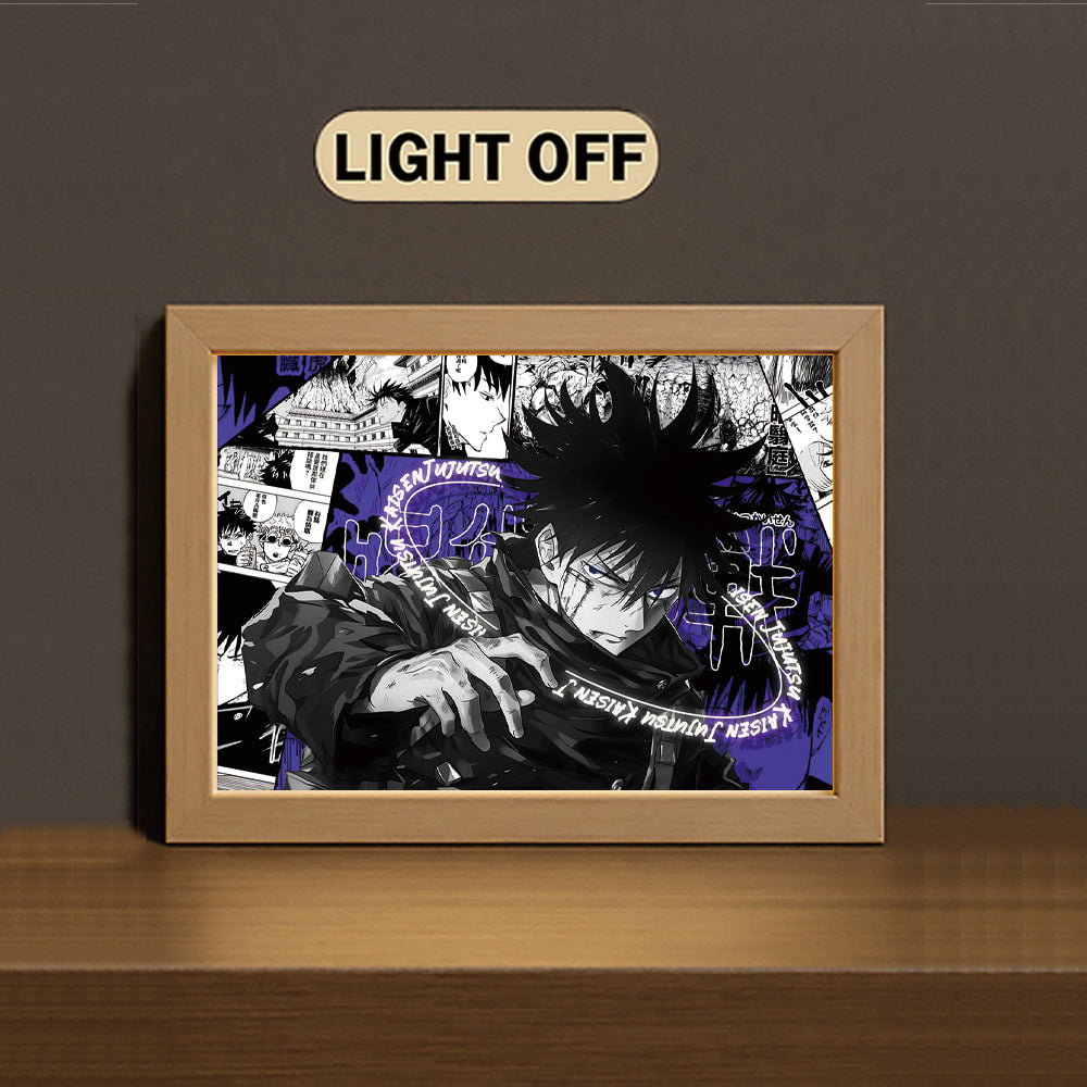 ごじょうさとる 3-Color Light Painting with Wooden Frame  Ju-ju-tsu Kai-sen