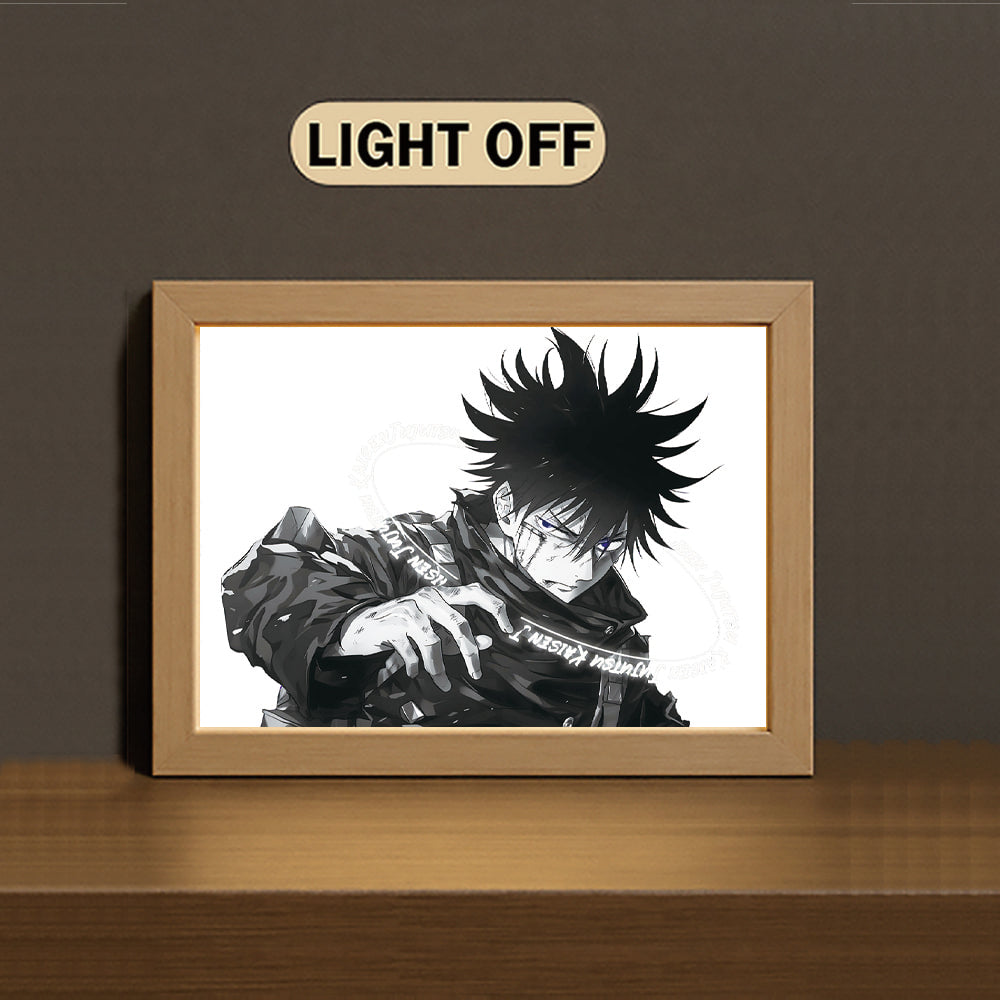 ごじょうさとる 3-Color Light Painting with Wooden Frame  Ju-ju-tsu Kai-sen