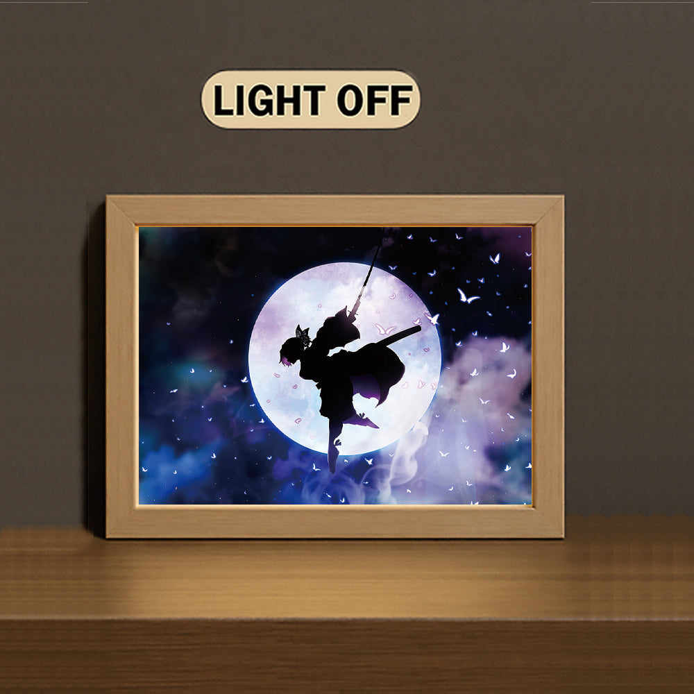 Kochou Shinobu 3-Color Light Painting with Wooden Frame De-mon Slay-er: Ki-me-tsu no Ya-i-ba