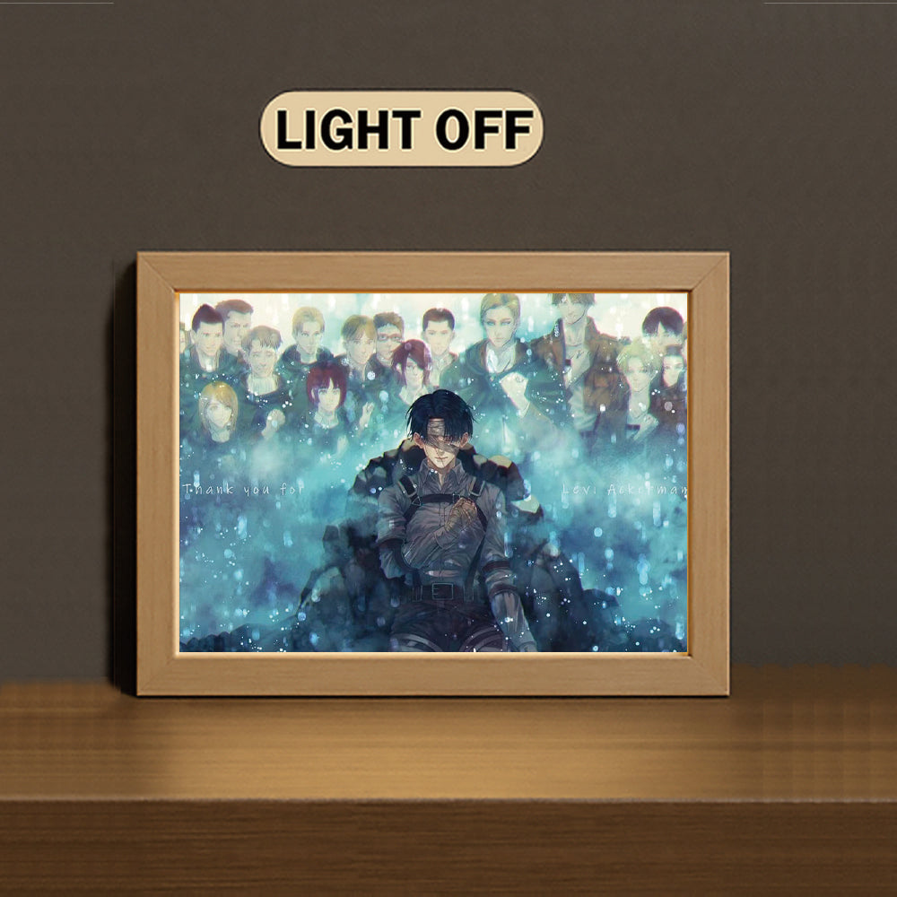 Eren Yeager 3-Color Light Painting with Wooden Frame At-tack on Ti-tan