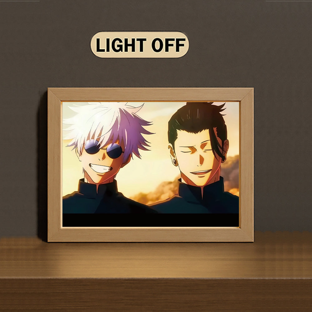 Gojo Satoru Geto Suguru 3-Color Light Painting with Wooden Frame  Ju-ju-tsu Kai-sen