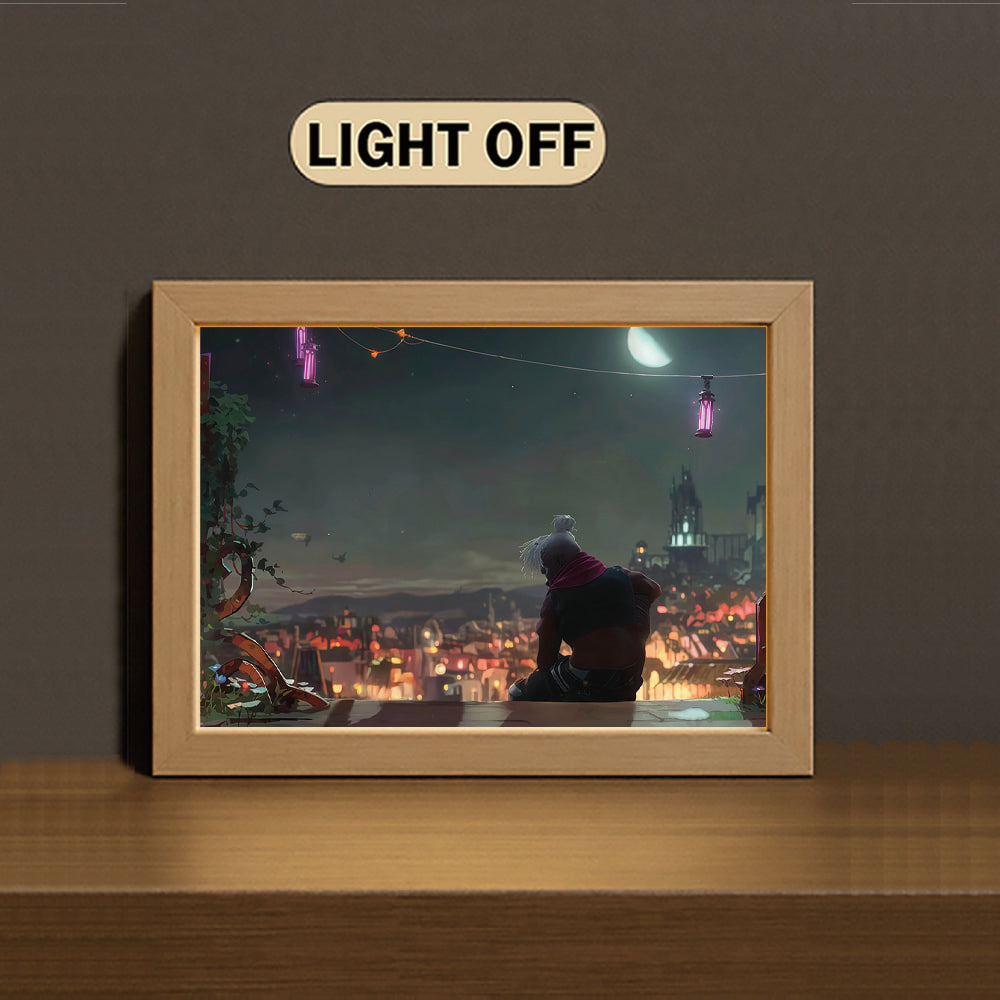 Ekko Jinx 3-Color Light Painting with Wooden Frame  Ar-cane