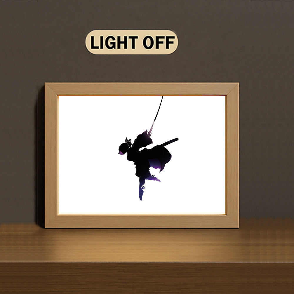 Kochou Shinobu 3-Color Light Painting with Wooden Frame De-mon Slay-er: Ki-me-tsu no Ya-i-ba