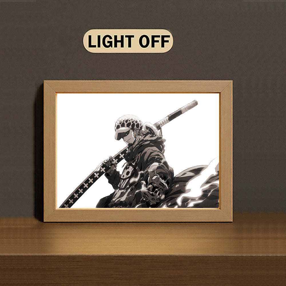 Trafalgar Law 3-Color Light Painting with Wooden Frame One Pie-ce