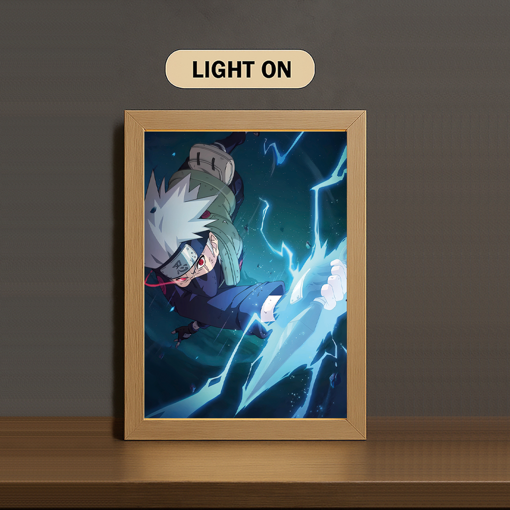 Kakashi Hatake 3-Color Light Painting with Wooden Frame Na-ru-to