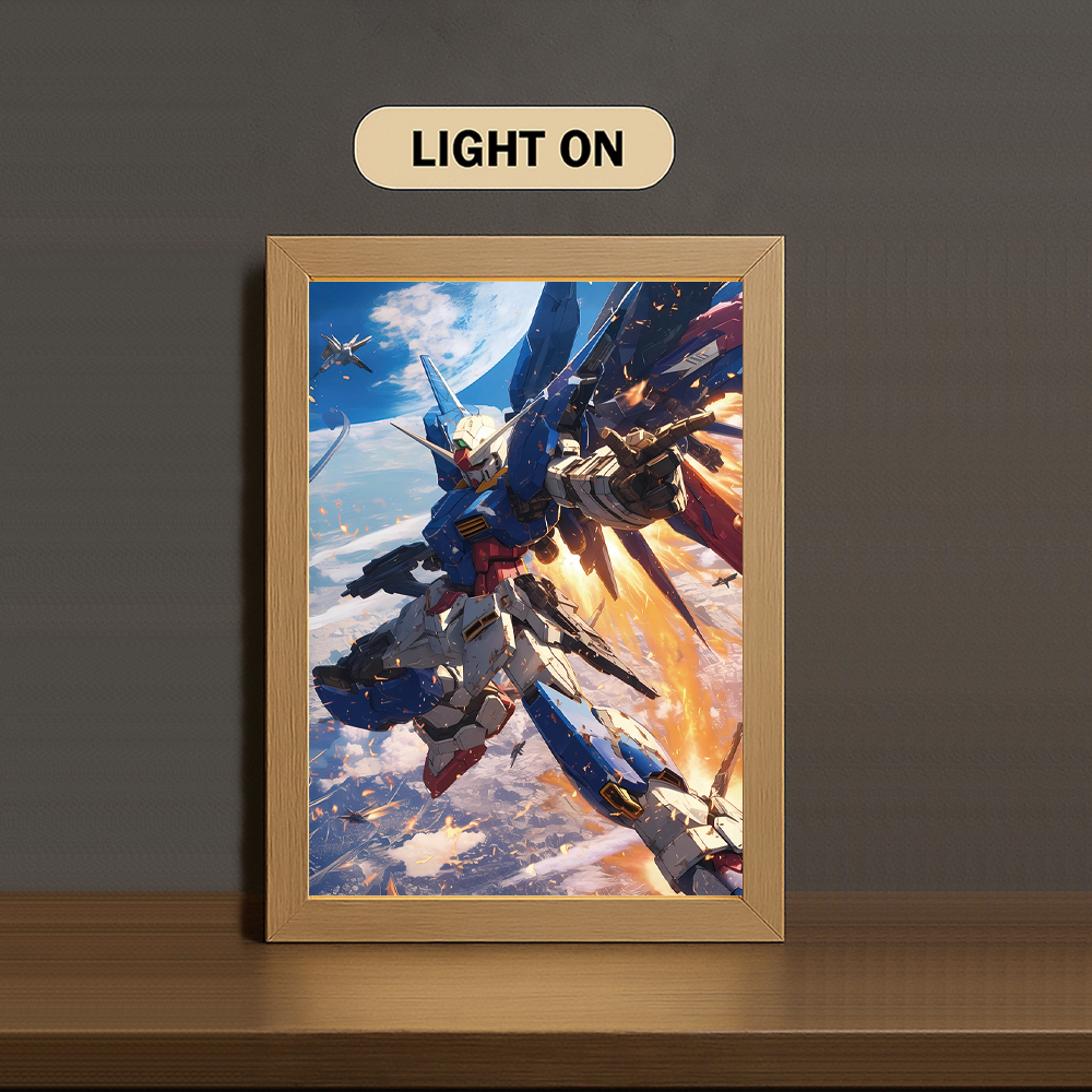 GN Sword Type-00Q 3-Color Light Painting with Wooden Frame Gun-dam