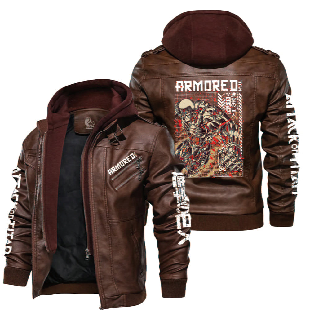 巨人 Wings of Liberty Armored Titan Zipper Leather Jacket