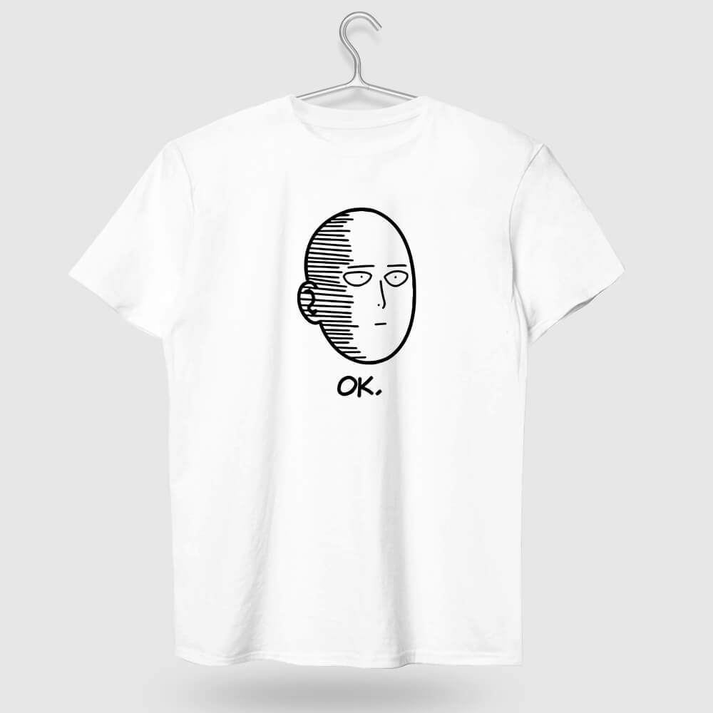 One Punch Man Saitama OK  Cotton T-shirt