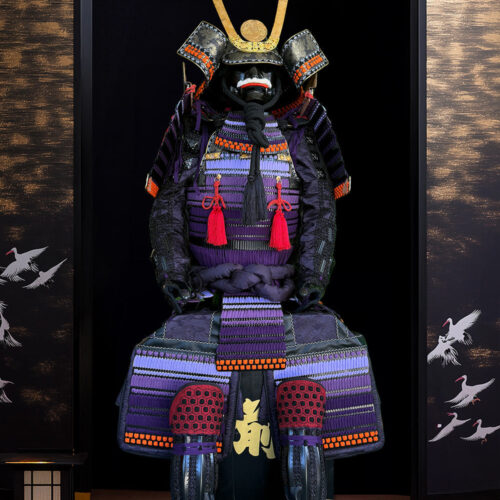 Limited Handmade Blue & Black Armor Ã-yoroi Demon Maedate Black Rope