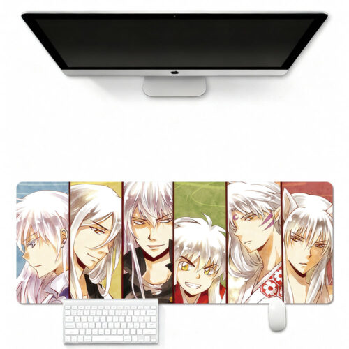 BE001 Mouse Pad Featuring Inuy4sha White Haired Yokai Character Art