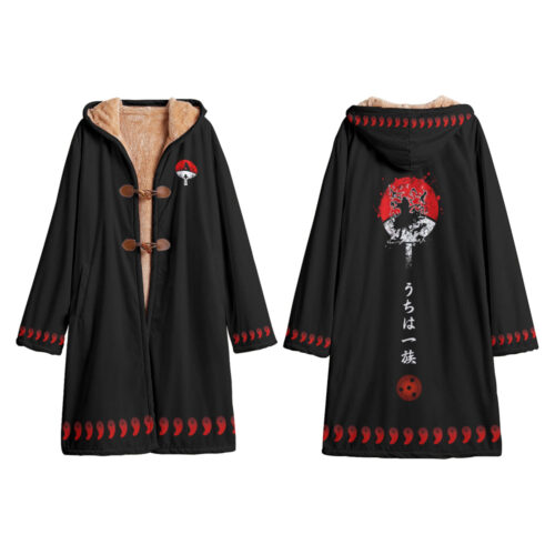 AB002 Trench Coat Naruto Itachi Uchiha Uchiha Clan Hooded Cloak