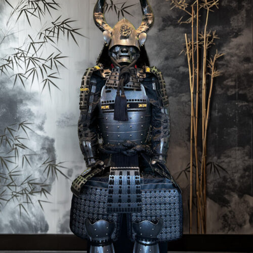 Limited Handmade Blue & Black Armor Ã-yoroi Demon Maedate Black Rope