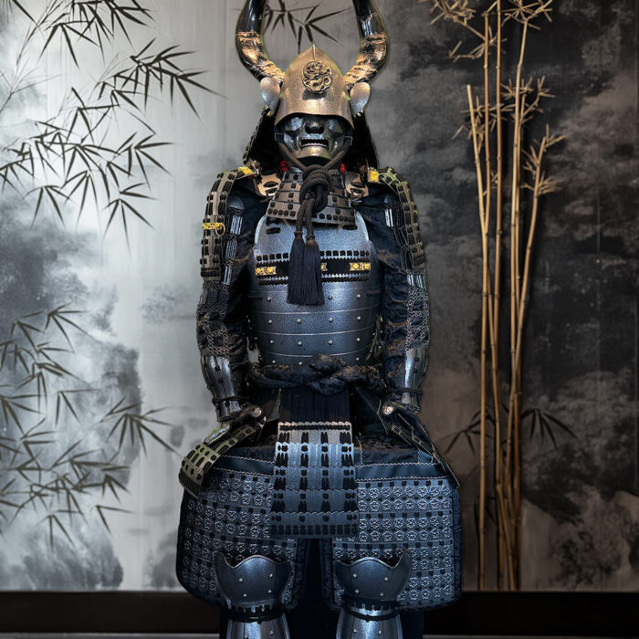 Limited Handmade Blue & Black Armor Ã-yoroi Demon Maedate Black Rope