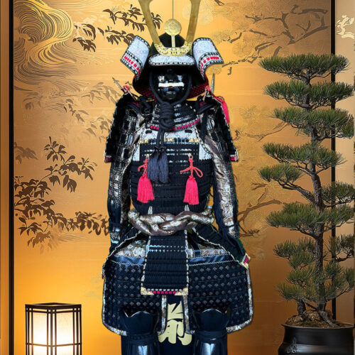 Limited Handmade Blue & Black Armor Ã-yoroi Demon Maedate Silver Rope