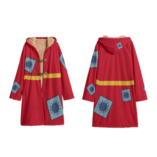 AA002 Trench Coat One Piece Luffy Wano Outfit Hooded Cloak