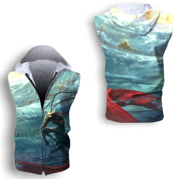Wukong Monkey King Sleeveless hoodie Fitness Zip Vest