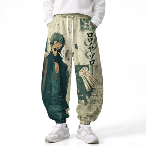 AA002 Anime Pants Loose Drawstring Wide Leg Elastic Waist