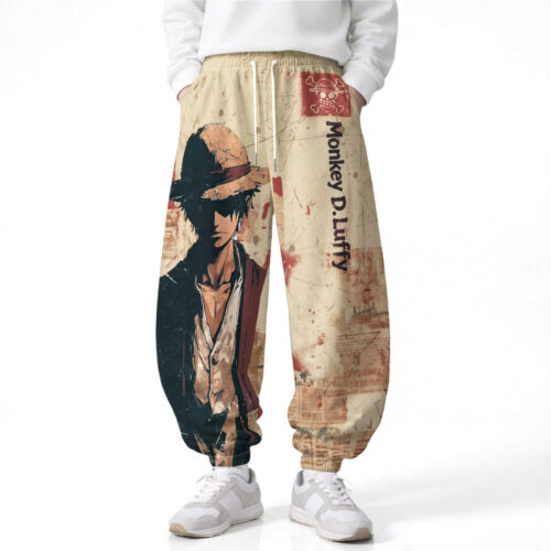 AA003 Pants One Piece Luffy Loose Wide Leg Drawstring Elastic Waist
