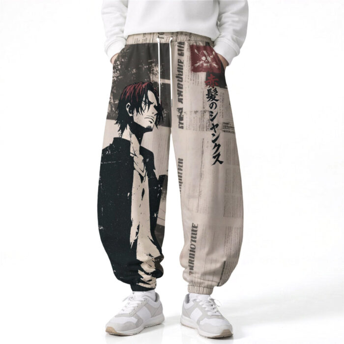 AA004 Anime Pants Loose Drawstring Wide Leg Elastic Waist