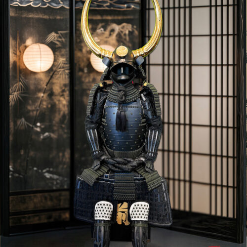 Limited Handmade Blue & Black Armor Ã-yoroi Demon Maedate Black Rope